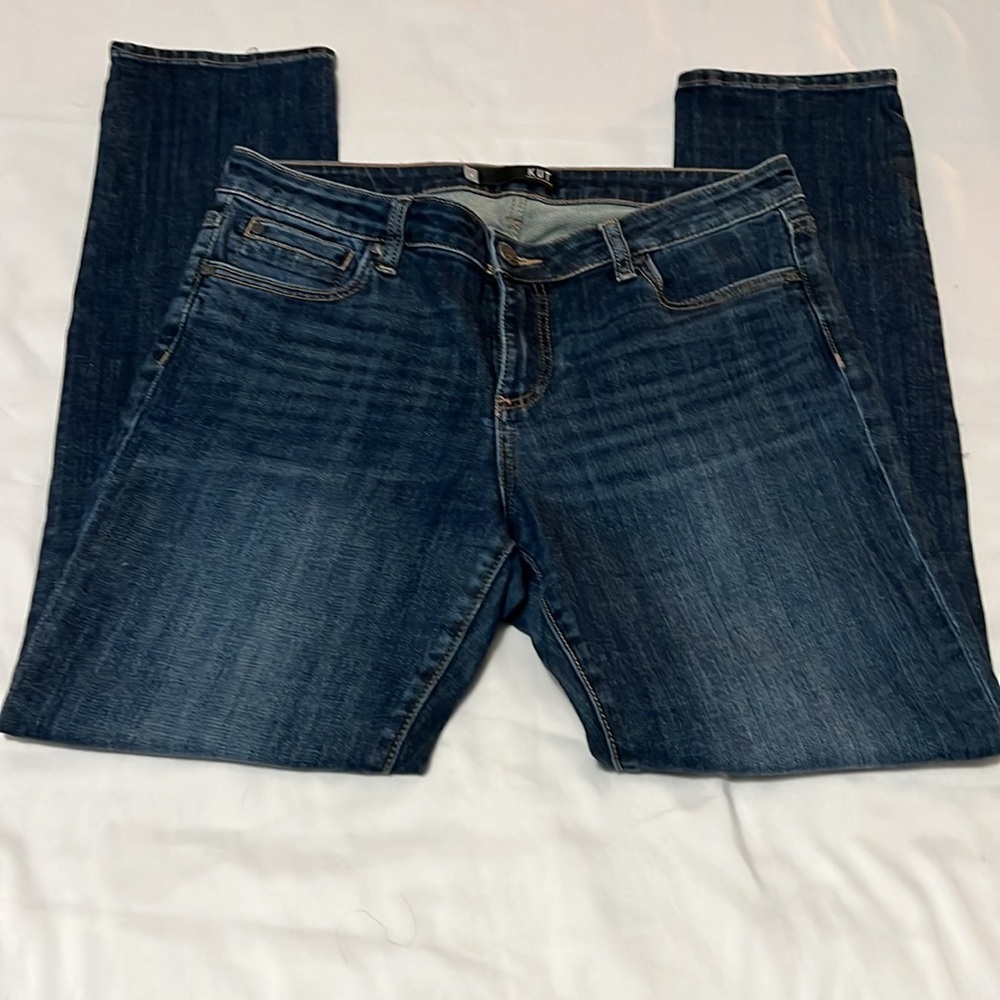 Kut from the Kloth Mid Rise Straight Leg Dark Wash Jeans